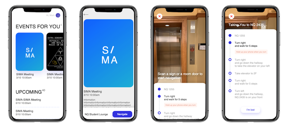 User Interaction Flow Shown on 4 User Interfaces of iOS device